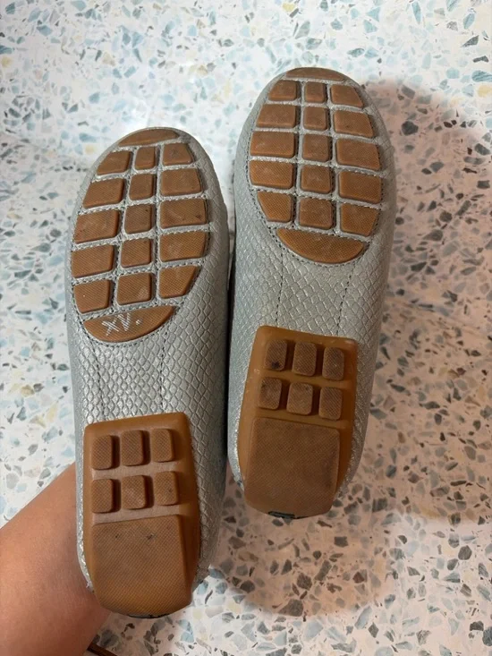 Lauren Ralph Lauren Gray Caliana Leather Driving Loafers Size 6.5B Snake - Picture 7 of 8